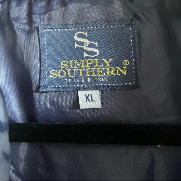 Simply Southern Navy Quilted Puffer Jacket Vest with Metallic Anchors - Picture 5 of 13
